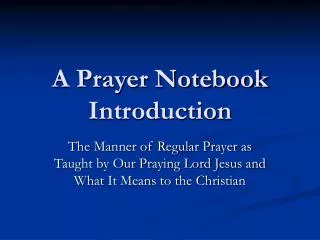A Prayer Notebook Introduction