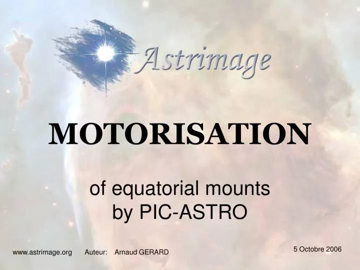 motorisation of equatorial mounts by pic astro