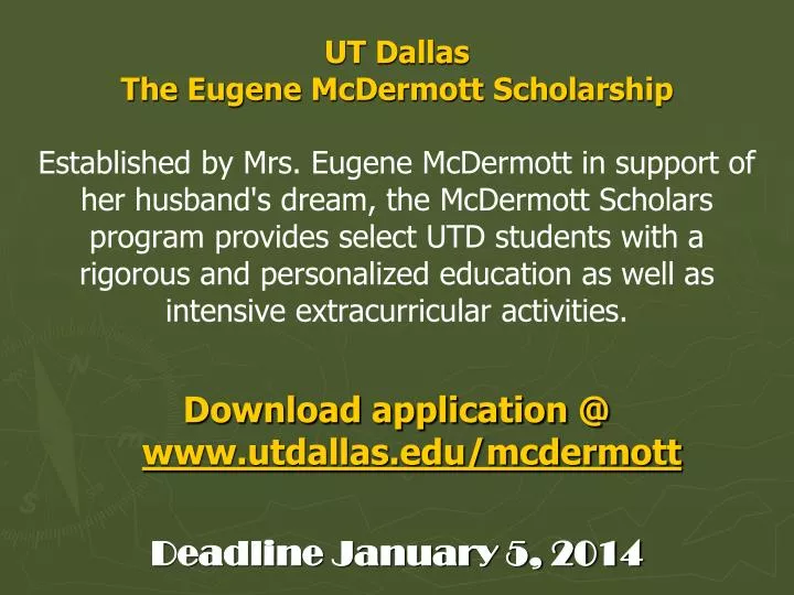 ut dallas the eugene mcdermott scholarship