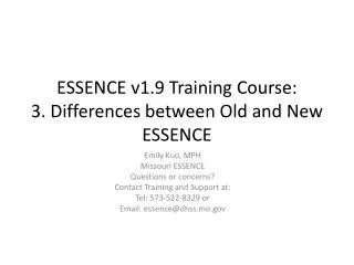 ESSENCE v1.9 Training Course: 3. Differences between Old and New ESSENCE