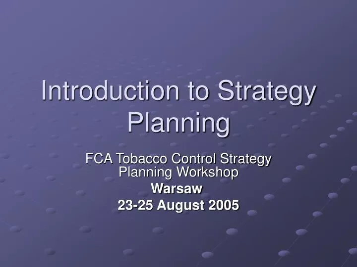 introduction to strategy planning