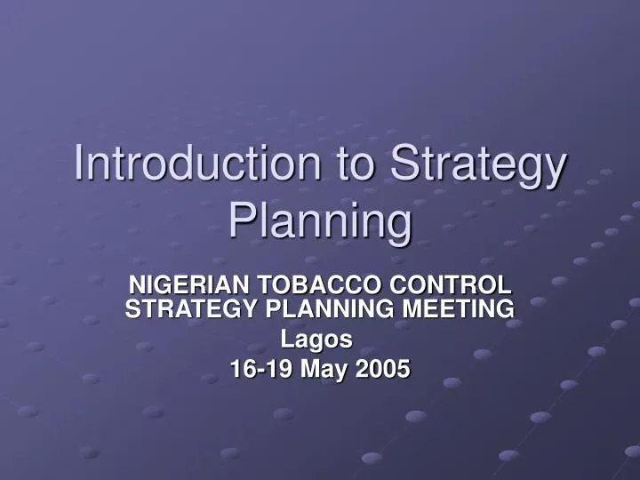 introduction to strategy planning