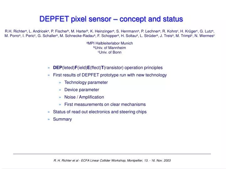 depfet pixel sensor concept and status