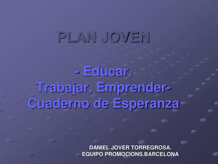 plan joven educar trabajar emprender cuaderno de esperanza