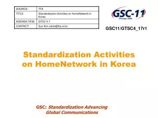 Standardization Activities on HomeNetwork in Korea