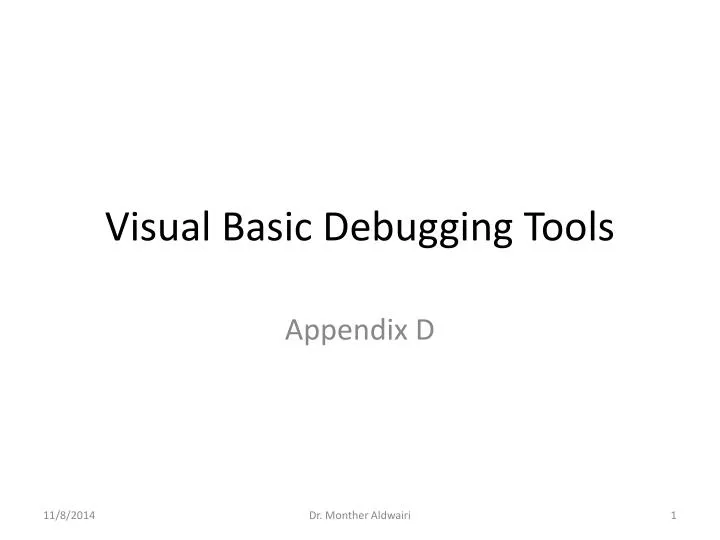 visual basic debugging tools