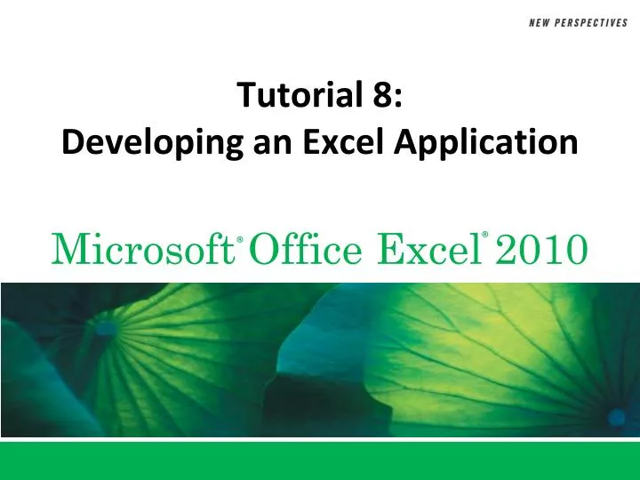 tutorial 8 developing an excel application