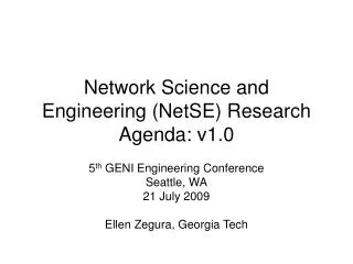 Network Science and Engineering (NetSE) Research Agenda: v1.0