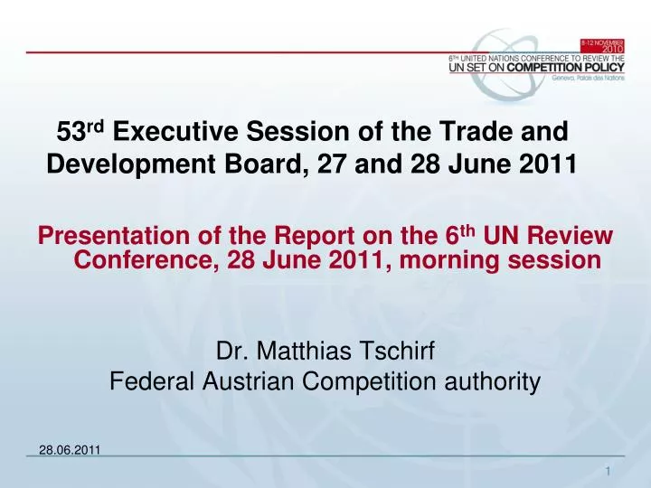 53 rd executive session of the trade and development board 27 and 28 june 2011