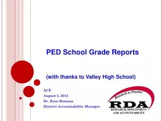 PED School Grade Reports (with thanks to Valley High School)