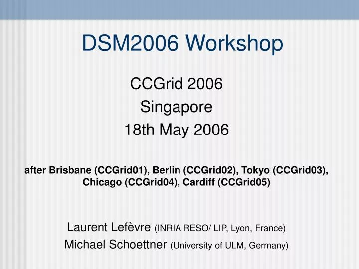 dsm2006 workshop