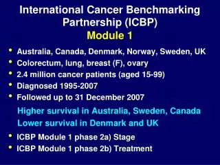 International Cancer Benchmarking Partnership (ICBP) Module 1
