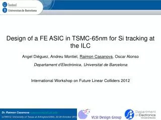 Design of a FE ASIC in TSMC-65nm for Si tracking at the ILC