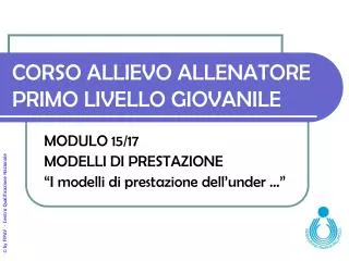 corso allievo allenatore primo livello giovanile
