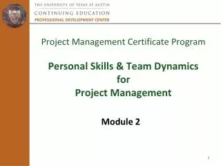 Project Management Certificate Program Personal Skills &amp; Team Dynamics for Project Management