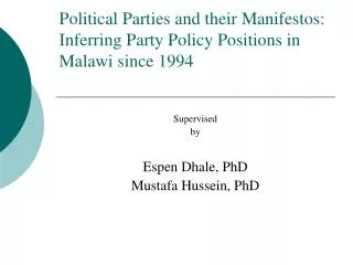 Political Parties and their Manifestos: Inferring Party Policy Positions in Malawi since 1994