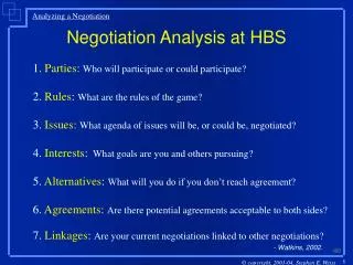 Negotiation Analysis at HBS
