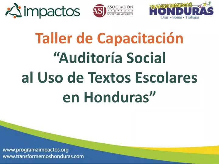 taller de capacitaci n auditor a social al uso de textos escolares en honduras