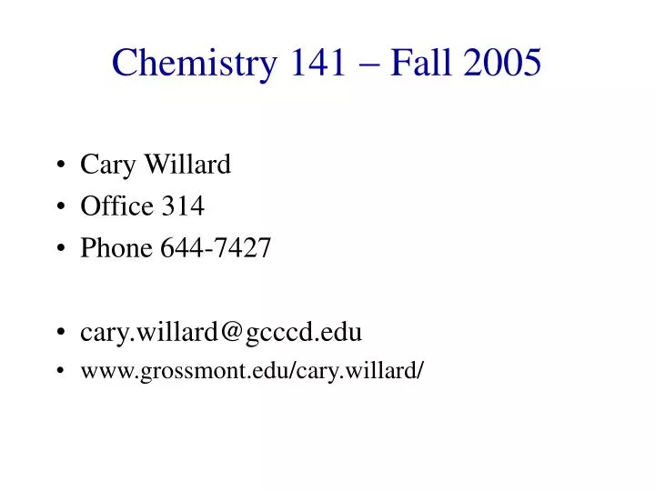 chemistry 141 fall 2005