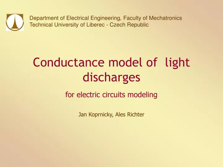 conductance model of light discharges