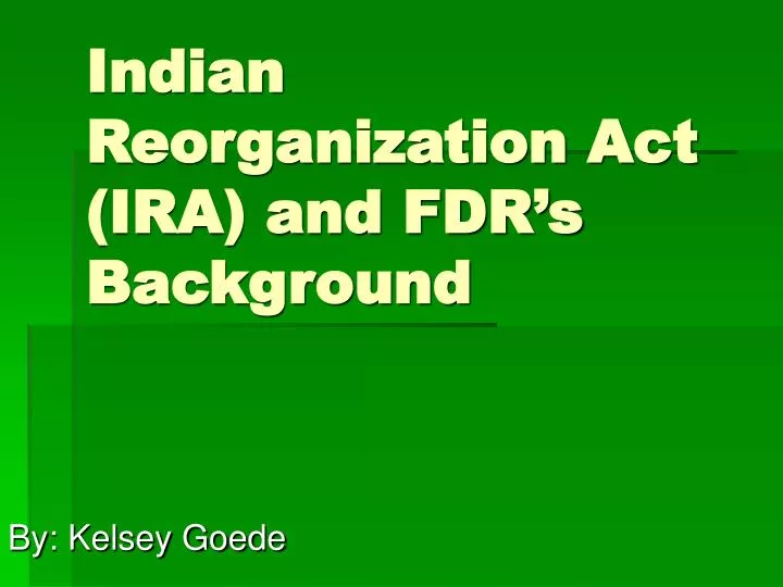 indian reorganization act ira and fdr s background