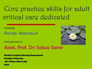 Core practice skills for adult critical care dedicated