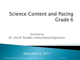Science Content and Pacing Grade 6