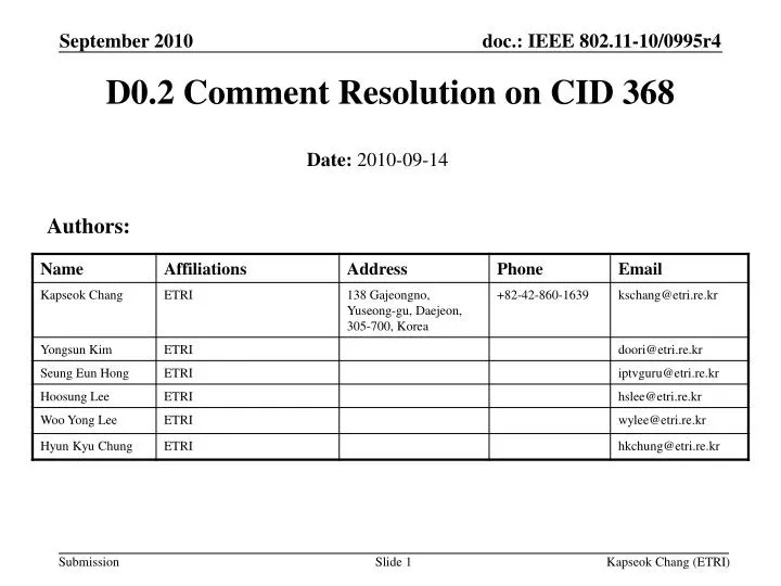 d0 2 comment resolution on cid 368