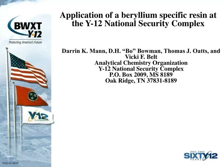 application of a beryllium specific resin at the y 12 national security complex