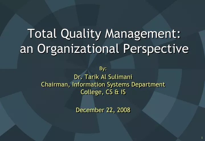 total quality management an organizational perspective