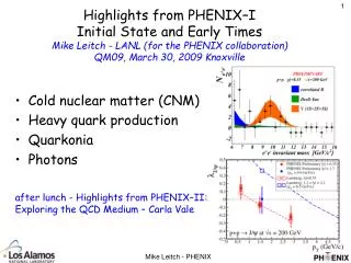 Cold nuclear matter (CNM) Heavy quark production Quarkonia Photons