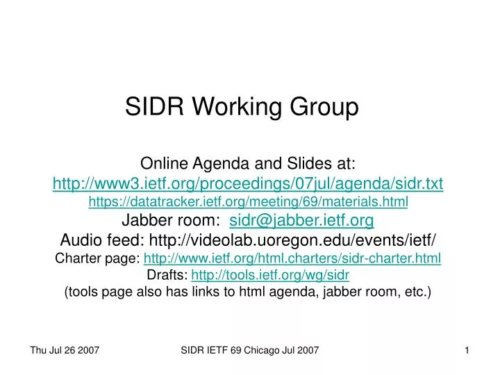 sidr working group