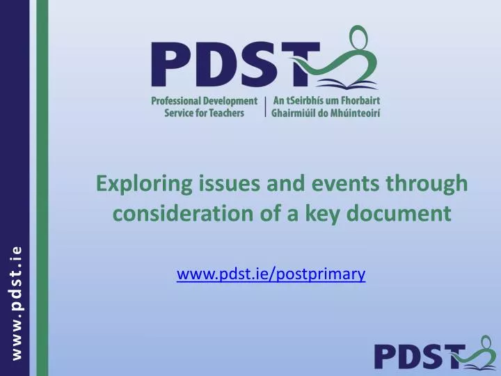 exploring issues and events through consideration of a key document