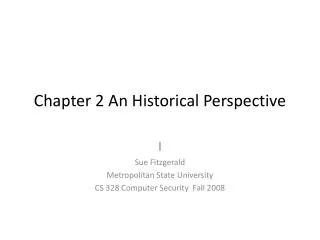 Chapter 2 An Historical Perspective