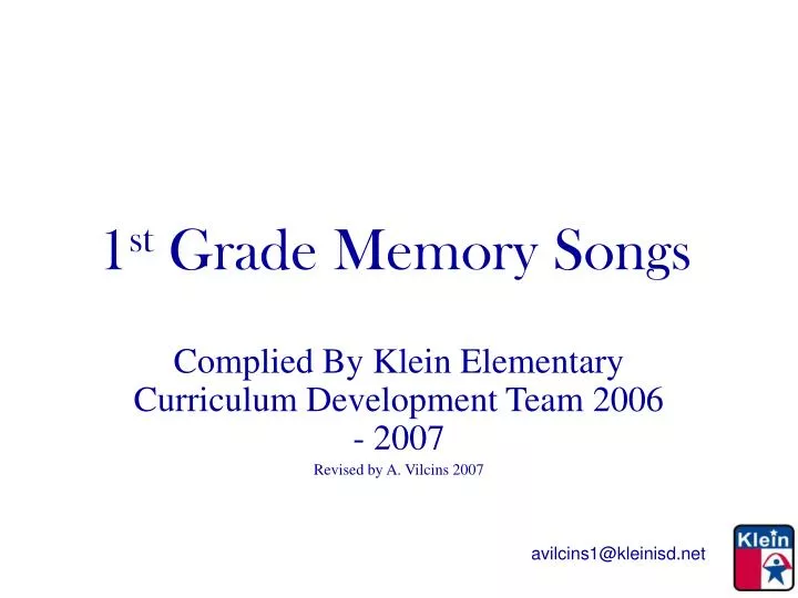 1 st grade memory songs