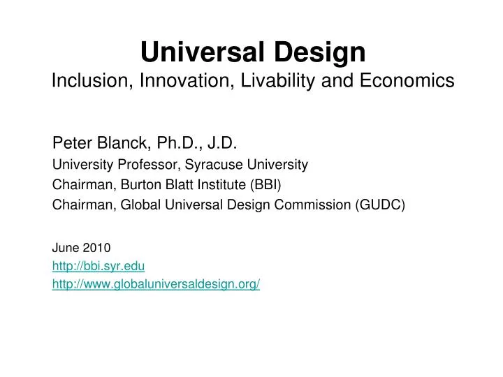 universal design inclusion innovation livability and economics
