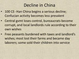 Decline in China