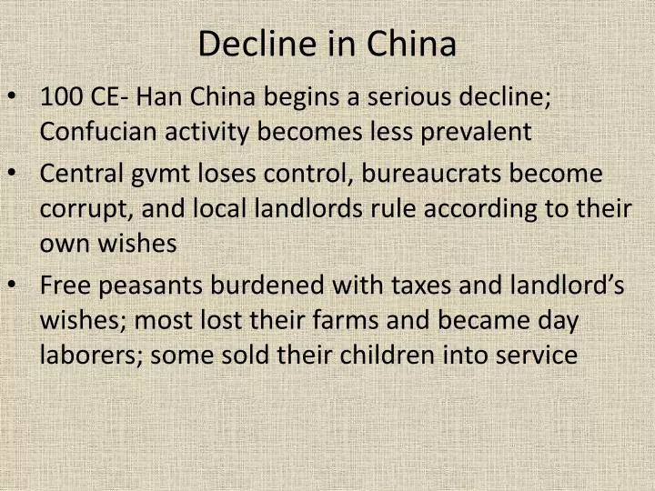 decline in china