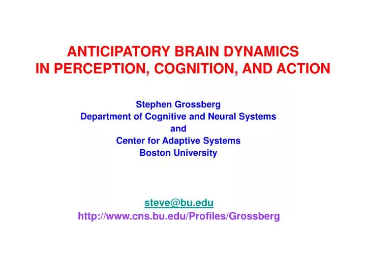 anticipatory brain dynamics in perception cognition and action