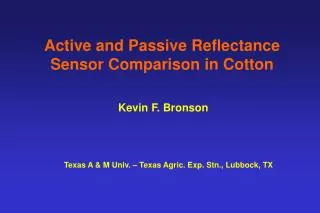 Active and Passive Reflectance Sensor Comparison in Cotton