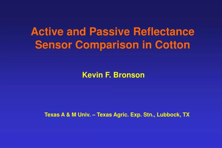 active and passive reflectance sensor comparison in cotton