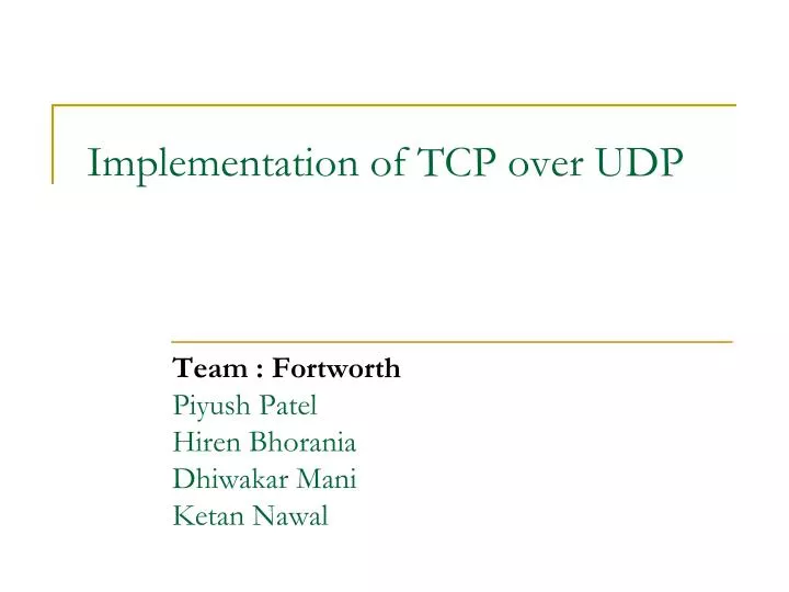 implementation of tcp over udp