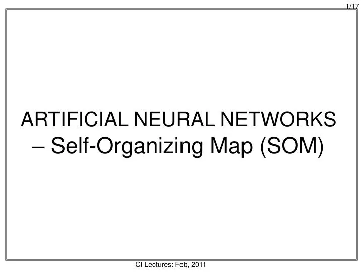 artificial neural networks self organizing map som