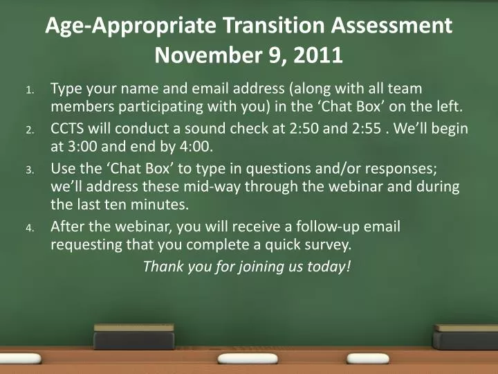 age appropriate transition assessment november 9 2011