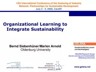 Organizational Learning to Integrate Sustainability