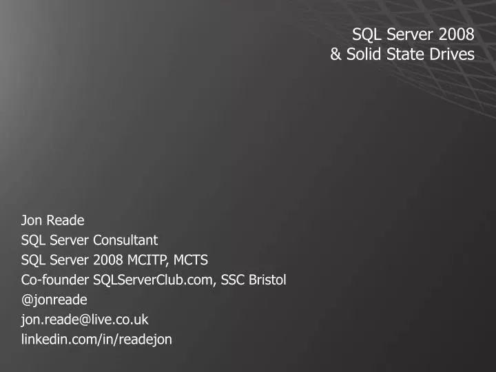 sql server 2008 solid state drives