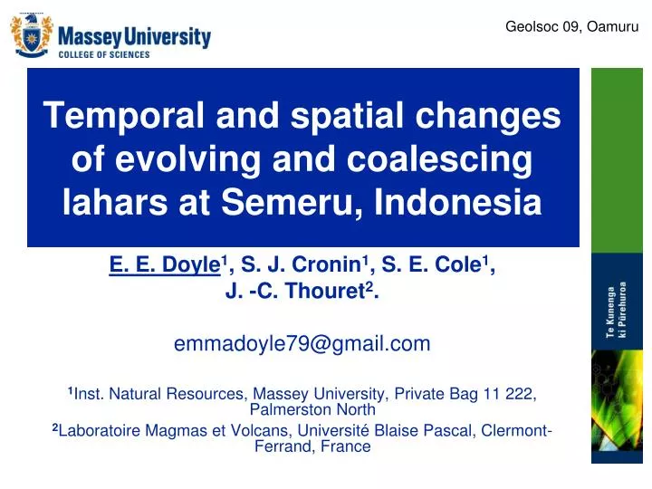 temporal and spatial changes of evolving and coalescing lahars at semeru indonesia
