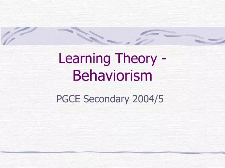 learning theory behaviorism