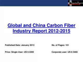 Global and China Carbon Fiber Industry Report 2012-2015