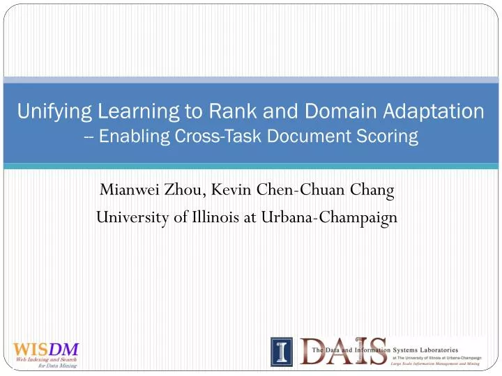 unifying learning to rank and domain adaptation enabling cross task document scoring
